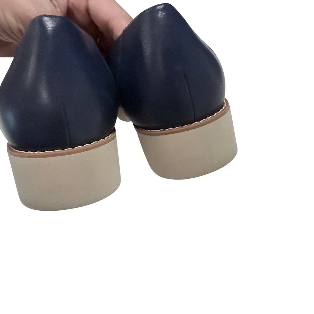 Vionic‎ Kensley Navy Nappa Leather Lug Sole Platform Loafers Womens 8.5